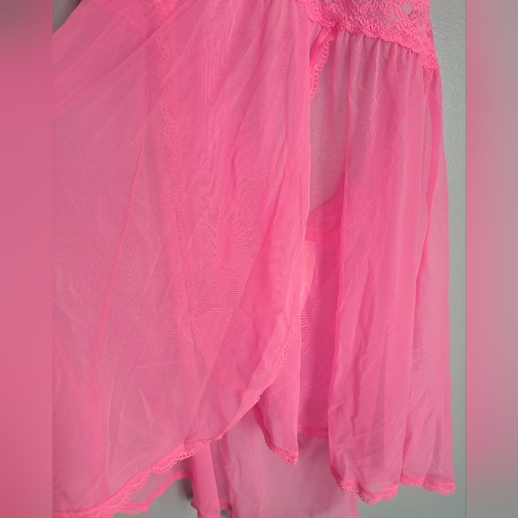 Victoria Secret Sheer Pink Lingerie Size Large - Picture 2 of 7